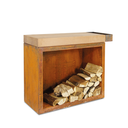 Butcher Block Storage Corten 90 Teak Wood