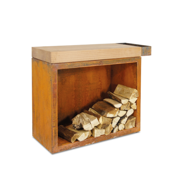 Butcher Block Storage Corten 90 Teak Wood